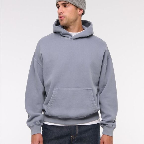 Abercrombie & Fitch Essential Oversized Popover Hoodie Grey size Small NWT in pg - Picture 2 of 9
